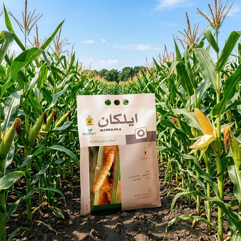 NexGen product box in corn field